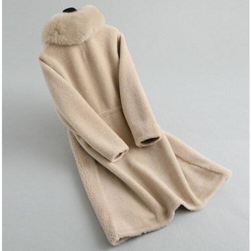 Women 200% Jacket Winter Real Coat Clothes 2020 Fox Collar Long Wool Fur Coats and Jackets KQN22022 KJ4258