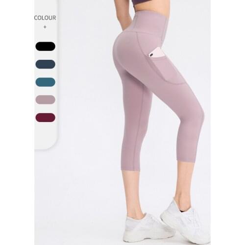 3/4 Yoga Pants Women Calf-Length Pants Push Up Pants Sport Leggings Women High Waist Leggins Fitness Black Trousers with Pocket