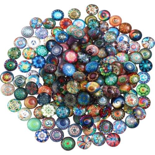 100pcs 12mm Mixed Round Mosaic Tiles for Crafts Glass Mosaic Supplies for Jewelry Making