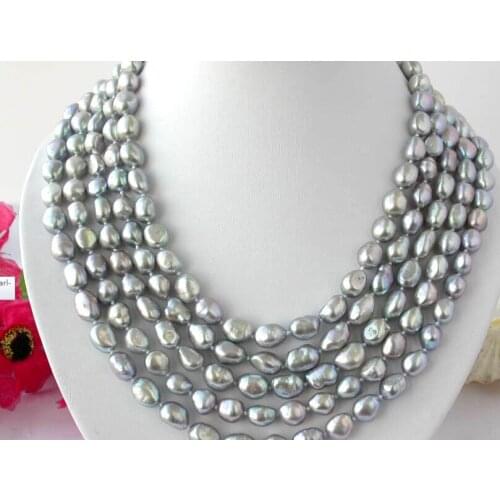 14'' 15'' 16'' 17'' 30'' 35cm - 80cm 10mm gray baroque freshwater pearl Necklace Woman Jewelry AAA Natural pearl