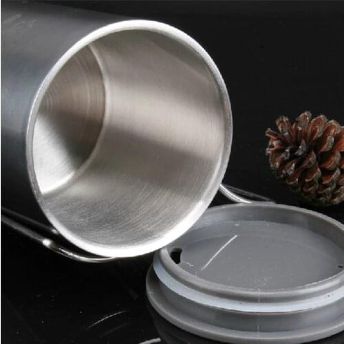 300ml Foldable Outdoor Camping Cup Double Layer Stainless Steel Thermal Coffee Mug Cup Surface Polishing Travel Water Cup D1 D3