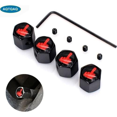 4Pcs/set Car Styling Zinc Alloy Anti-theft Middle Finger Style Car Tire Valve Caps Wheel Tires Tire Stem Air Cap Airtight Cover