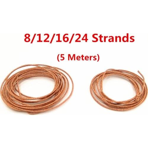 5 Meters Length 8/12/16/24 Strands Speaker Lead Wire Braided Copper Cable DIY Repair for 5"-15"Inch Subwoofer Gold Free Shipping