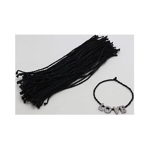 50 Braided Lucky Black String Rope Cord Bracelet 21cm for Charm