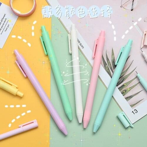 50PCS Korea Macaroon Press Candy-colored Simple Student Exam Signature Pen Black Gel Pen Stationery Office Accessories