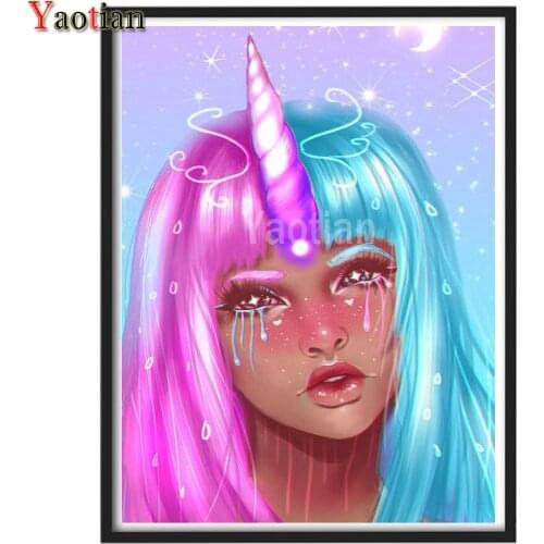 Cartoon Unicorn Girl diamond painting Full Square/Round drill 5d diamond embroidery rhinestones icons 3d cross stitch,Top Gift