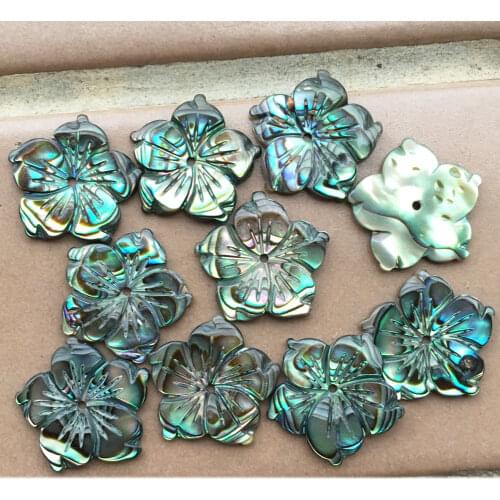 10pcs Wholesale 15mm New Zealand Abalone Shell Art Flower women Pendant Bead 10pcs C9862