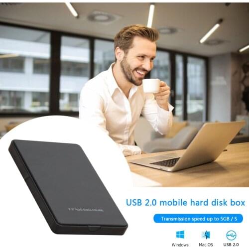 2.5 inch HDD Case USB 2.0 SATA External Mobile Hard Drive Disk Enclosure SSD Box Disk Case Box External Hard Disk for PC