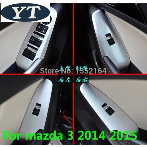 Auto interior armrest decoration trim cover,window switch button trim for Mazda 3 2014 2015, auto accessories,4pcs/set