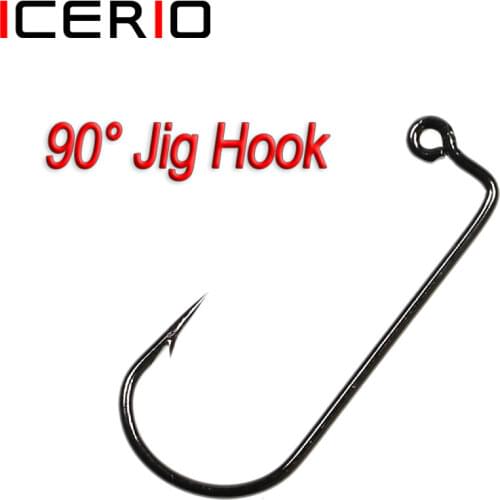 [100pcs] High Carbon Steel Aberdeen 90 Degree Shank Bent Saltwater Jig Hooks #6~#6/0