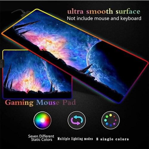 Space Planet Fantasy Gaming Computer Mousepad RGB Large Mouse Pads XXL Big Mouse Mat Play Desk Mat Backlit Keyboard Mause Pad