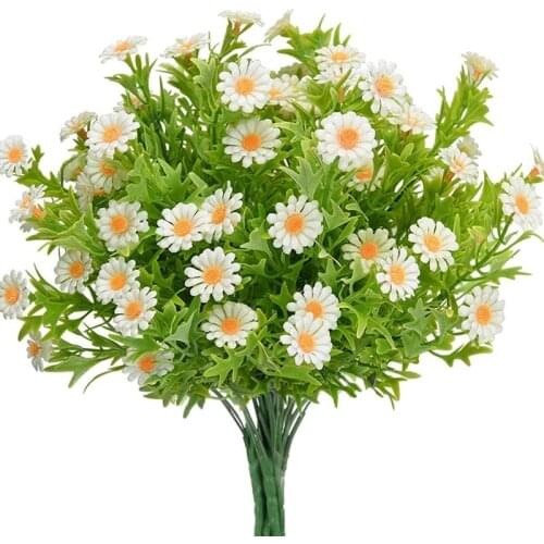 6Pcs Daisies Artificial Flowers Outdoor Mums Fake Plants Greenery Plastic Flowers Shrubs for Home Dining Table Decor