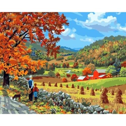 Painting By Numbers DIY Dropshipping 40x50 50x65 60x75cm Autumn Forest Scenery Handmade For Living Room Wall Decor Oil Painting