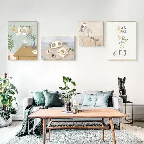 Cartoon Animals Lovely Cat Kids Decoration Painting Canvas Prints Paintings Posters Art Wall Pictures for Living Room Home Decor