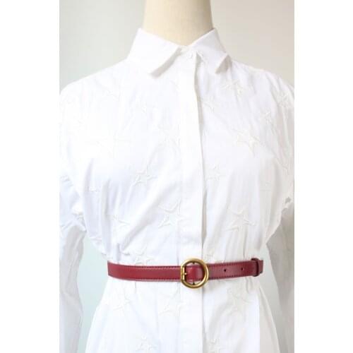 Round buckle leather belt fashion Khaki leather decorative Jeans Belt lady casual black versatile simple