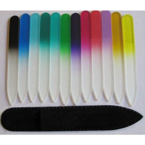 CRYSTAL GLASS NAIL FILE with Protective BLACK SLEEVE 5 1/2" COLOR CHOICE NEW