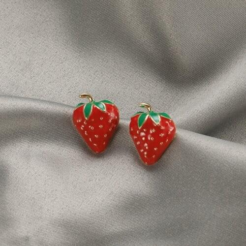Fashion girls are cute earrings small red strawberry earring street snap web celebrity joker stud earrings jewelry accessories
