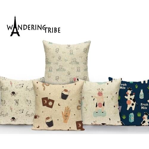 Cartoons Pillow Covers Cattle Decorative Cushion Cover Little Bear Pillowcase Animal Cushions for Sofa Pillows In The Car
