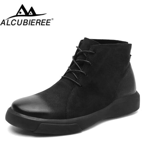 Brand Winter Mens Snow Boots Ankle Boots Man Genuine Leather Plush Warm Men Motorcycle Boots Autumn Outdoor Shoes Size 38-44