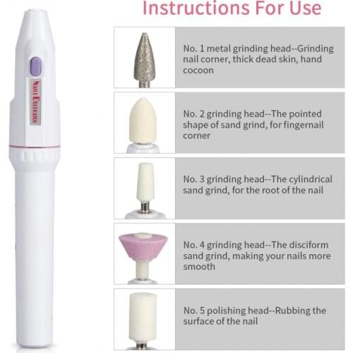 5 Bits Electric Nail File Drill Kit Tips Manicure Toenail Pedicure Salon Pen Shape Manicure Kit Nail Drill Buffers Pedicure Tool