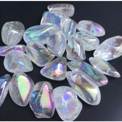 Natural rainbow angel aura quartz crystals tumbled stones