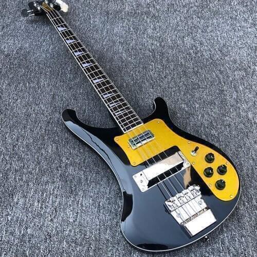 2020 new electric guitar, 4003-4 string bass, black paint, rose fingerboard, gold mirror panel, free delivery