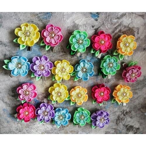 New Pet Dog Handmade flowers semi-finished products Hair Pet Hair Bows Dog Hair Accessories Pet Grooming Products 20pcs