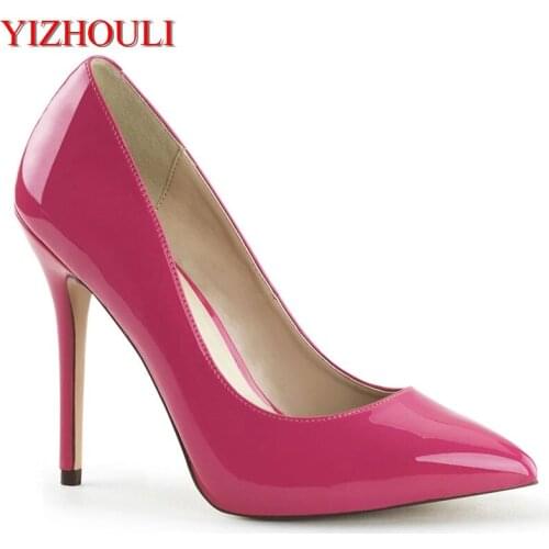 New work shoes shiny face 12 cm sexy high heels, party shoes stage, model runway high heels
