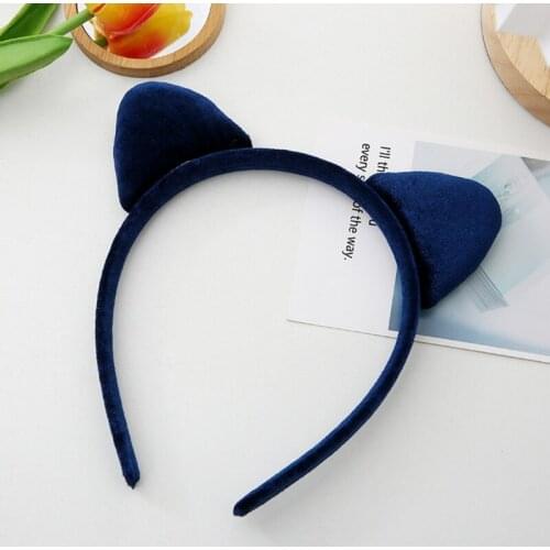 Q1QA Short Plush Leopard Grain Headband Cute Kitten Animal Ears Velvet Hair Hoop Festival Party Cosplay Hair Accessories