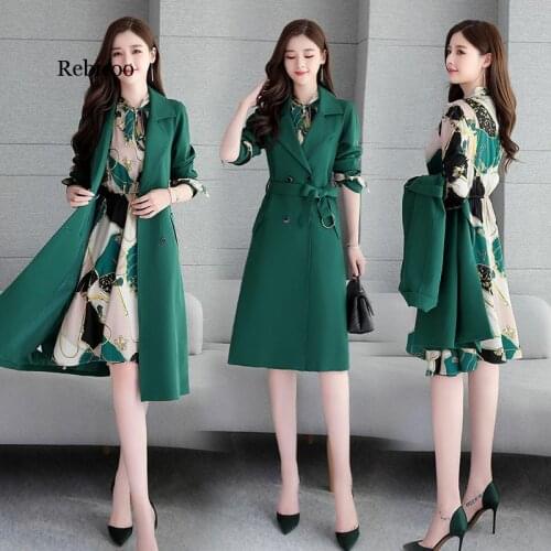 Autumn And Winter Dress-Style WOMENS Suit Two-Piece New Style Korean Slim Fit Slimming Elegant Dress Outfit with Trench Coat