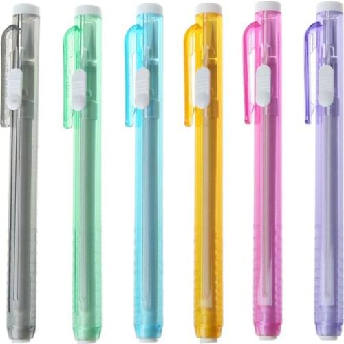 P82F Creative Press Pen Shaped Eraser Writing Drawing Pencil Erase Student School Office Stationery Learning Painting Accessory