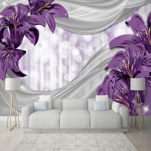 Custom 3D Wall Paper Mural Lily Flower Fresco Modern Bedroom Living Room Sofa TV Backdrop Wall Painting Wall Papers Home Decor