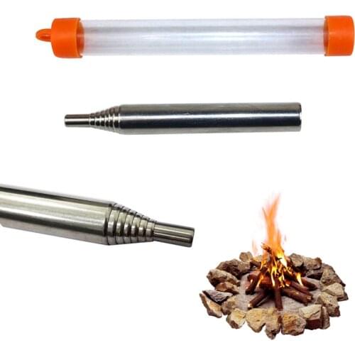 Portable Fire Starter Retractable Stainless Steel Camping Survival Blow Fire Tube Tools Outdoor Cooking Survival Blow Fire Tube
