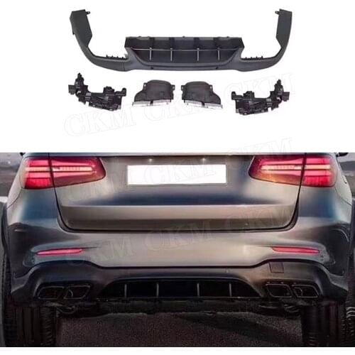 PP Rear Bumper Lip Diffuser with Exhaust Tips for Mercedes Benz GLC X253 Sport GLC 300 GLC250 GLC43 2017-2019