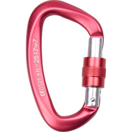 25KN Professional Climbing Carabiner D Shape Aviation Aluminum Safety Lock Outdoor Climbing Ascend Mountaineering Equipment