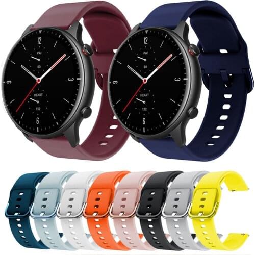 22mm Sport Silicone Strap For Huami Amazfit GTR 2 2E Pace Stratos 3 Wristband For Huawei GT 2E／2 Pro／2 46mm Bracelet Watchband