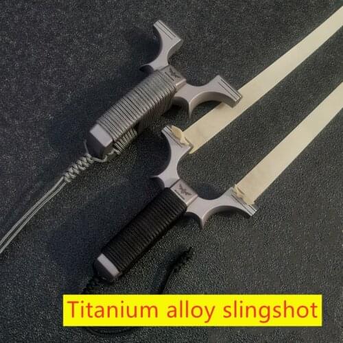 2020 New TC21Titanium alloy Slingshot Fast High Precision Slingshot + Flat Rubber Band Marbles for Outdoor Game, Hunting