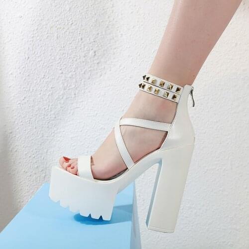 Women summer sandals High Thick Heel sandals peep toe Buckle Strap sandal women comfy platform sandal shoes 14cm