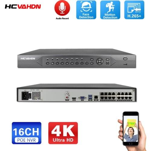 16CH Full HD 5MP 4K Onvif 16 ports (IEEE802.3at/af) RJ45 HDMI POE NVR For IP Camera PTZ Speed Dome CCTV Network Video Recorder