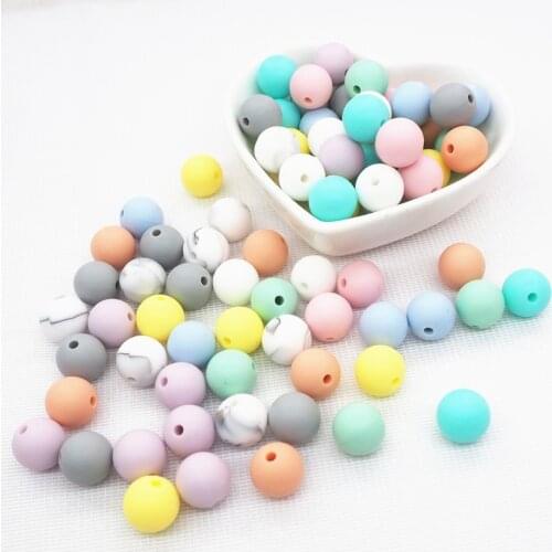 Chengkai 100pcs 9mm 12mm 15mm Silicone Teether Beads DIY Baby Pacifier Shower Teething Jewelry Sensory Toy Making Beads BPA Free