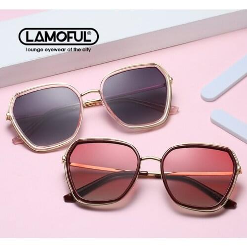 LAMOFUR Brand Sunglasses Women 2021 Korean Tide Online Celebrity Retro Big Frame Sunglasses Little Face Ins Wind 50560