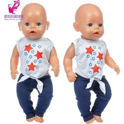 43 Cm Baby New Born Doll Clothes Vest Shirt Jeans Pants 18 Inch Girl Doll Shirt Pants