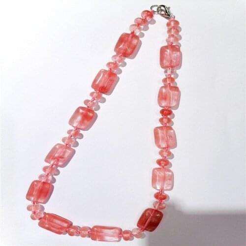 1 Strand 18x13x6mm Wholesale Red Cherry Quartz Oblong Pendant Necklace Jewelry Ornaments 16.5inch S376
