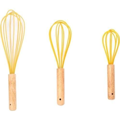 1pc Nordic Style Silicone Egg Whisk With Wooden Handle Whisk Egg Beater For Kitchen Egg Tools Accessories