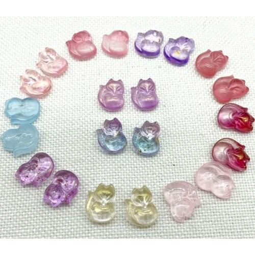 10pcs New little fox hairpin Yingluo antique Liuli pendant handmade material hanging Accessories For DIY Jewelry Making Gift