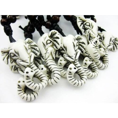 FREE SHIPPING yqtdmy 12 pcs Tribal Elephant Circus Charm Adjustable Rope Rock Necklace