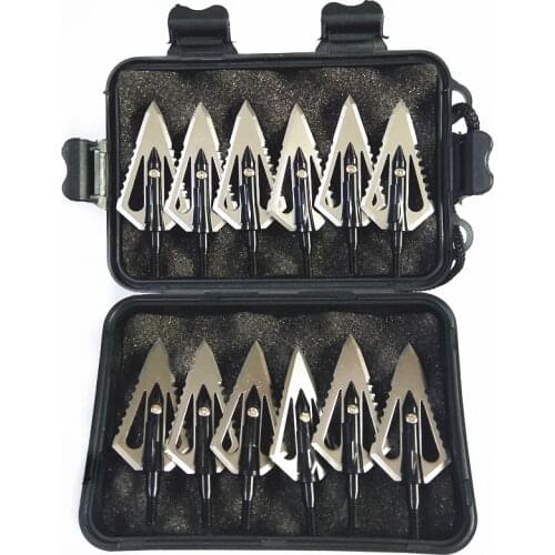 12PCs Hunting Stinger Broadheads 4 Blade 100Grains 2 Sawtooth Blade for Crossbow Hunting Accessories Arrow Head