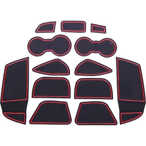 13Pcs/set Car Interior Cup Mat Door Gate Slot Pad Storage Box Mat Stickers For Ford Focus 3 2012 2013 2014 LHD With Logo