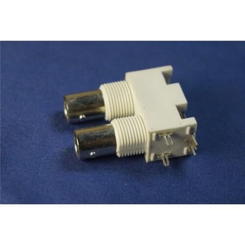 20pcs Dual BNC Connector Jack Female Socket 50 Ohm Panel Mount Through Hole Right Angle Solder 2 Ports