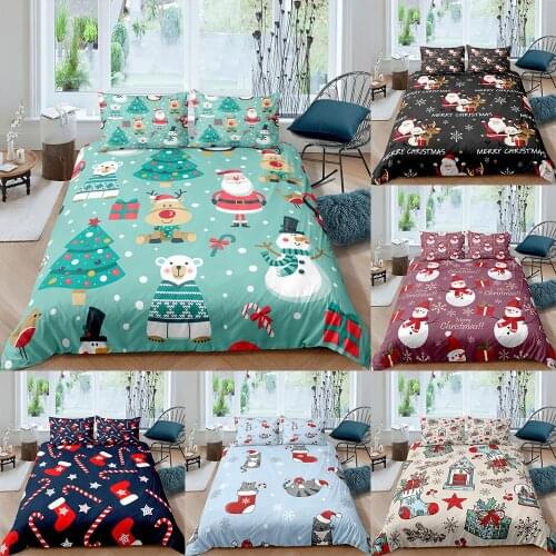 2021 Bedding Set Christmas 9 Colors Styles Microfiber Duvet Cover Single Double Queen King Quilt Cover Pillowcase Bedclothes